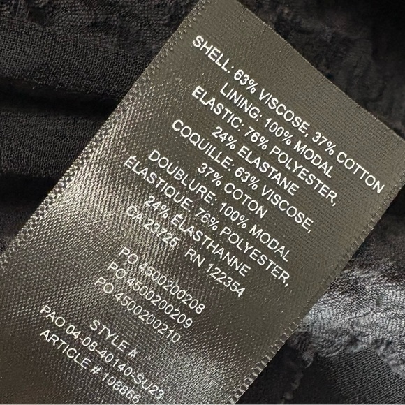 Wilfred Tempest Dress Black Floral Smocked Mini Medium Square Neck Puff Sleeve - Picture 9 of 14